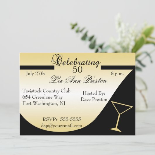 50e verjaardag van uitnodigingen (Staand voorkant)