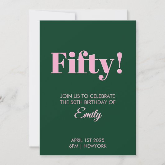 50e verjaardag verjaardagskaart kaart (Voorkant)