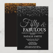 50e verjaardag vijftig en Fabulous Silver Glitter Kaart (Voorkant / Achterkant)