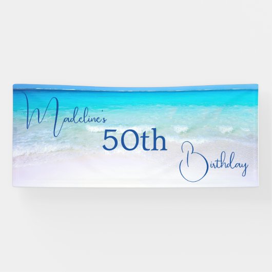 50e verjaardag Vijftig en fantastisch strand Spandoek (Horizontaal)