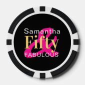 50e verjaardag Vijftig Fabulous gepersonaliseerd H Poker Chips (Voorkant)