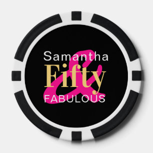 50e verjaardag Vijftig Fabulous gepersonaliseerd H Poker Chips