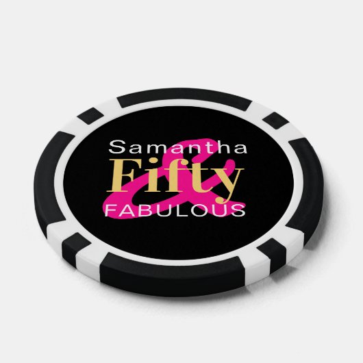 50e verjaardag Vijftig Fabulous gepersonaliseerd H Poker Chips (Enkel)
