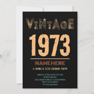 50e verjaardag vintage 1973 verjaardagsfeestje kaart