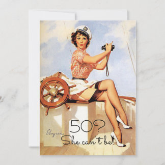 50e verjaardag, vintage, sexy pin-up meisje, op ma kaart