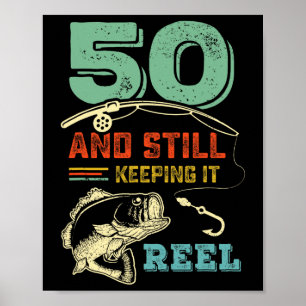 50e verjaardag Vissende 50 Mannen vissers Pu Poster