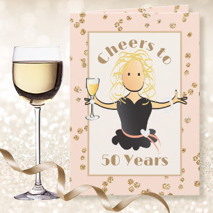 50e Verjaardag voor Haar Glitter Blondine Leuke Ca Kaart