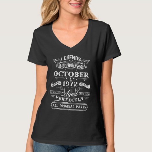 50e verjaardag voor legendes geboren oktober 1972 t-shirt (Voorkant)