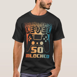 50e verjaardag voor mannen level 50 unlocked gamer t-shirt