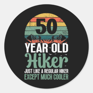 50e verjaardag Wandelaar Berg 50 jaar oud Wandelen Ronde Sticker