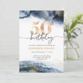 50e verjaardag waterverf en goud kaart (Staand voorkant)