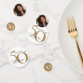 50e verjaardag White Gold Elegant Calligraphy Chic Confetti (Groep)