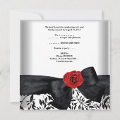 50e verjaardag White Silver Flower Black Bow Kaart (Achterkant)