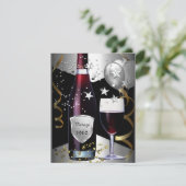  50e verjaardag Wijn Black Gold Silver Kaart (Staand voorkant)