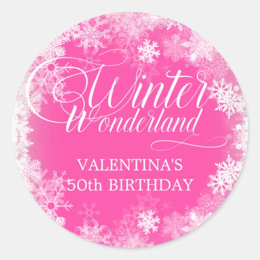 50e verjaardag Winter Wonderland Sneeuwvlok Favor Ronde Sticker (Voorkant)