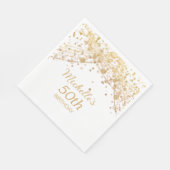 50e Verjaardag Wit Goud Glitter String Lights Servet (Hoek)