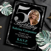 50e verjaardag Zilver en Zwart Uitnodiging