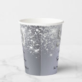 50e verjaardag zilverglitter naam papieren bekers (Rechts)