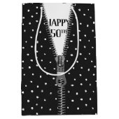 50e verjaardag Zipper op pooldots Medium Cadeauzakje (Voorkant)