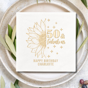 50e verjaardag Zonnebloem Goud Folie Feest Servetten