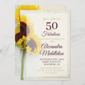 50e verjaardag Zonnebloem Uitnodiging (Voorkant / Achterkant)