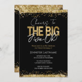 50e verjaardag, zwart en goud kaart (Voorkant / Achterkant)