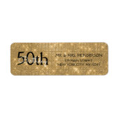 50e verjaardag zwart en goud sprankeling etiket (Voorkant)