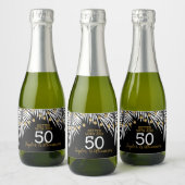 50e verjaardag, zwart en gouden mini sparkling wijnetiket (Flessen)