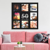 50e verjaardag zwart fotocollage monogram canvas afdruk (Insitu (Woonkamer))