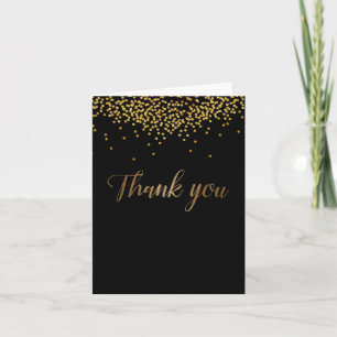 50e verjaardag zwart goud confetti Script Bedankkaart