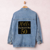 50e verjaardag Zwart Goud Gepersonaliseerde Verjaa Denim Jacket (Hangar)