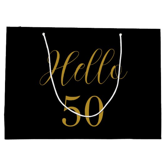 50e verjaardag zwart goud verjaardag feestje gunst groot cadeauzakje (Achterkant)