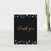 50e verjaardag zwart goud wit confetti Script Bedankkaart (Voorkant)