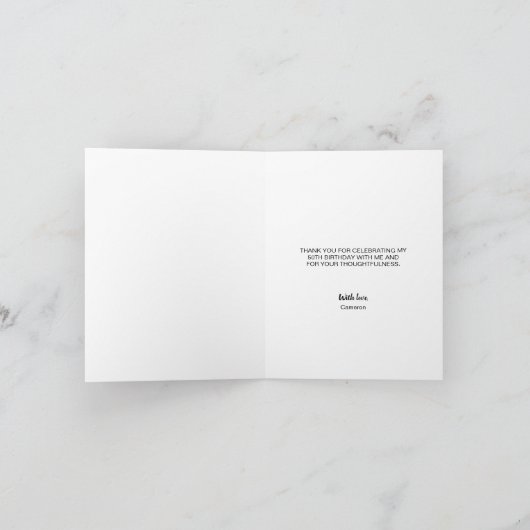 50e verjaardag zwart goud wit confetti Script Bedankkaart (Binnen)