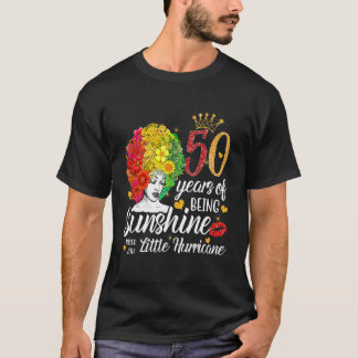 50e verjaardag zwart meisje 50 jaar zon orkaan t-shirt