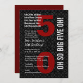 50e verjaardag zwart wit rood BIG VIJF OH! W1489 Kaart (Voorkant / Achterkant)