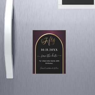 50e verjaardag zwarte bordeaux Save the Date magne