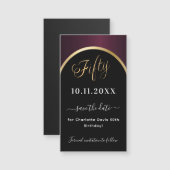 50e verjaardag zwarte bordeaux Save the Date magne (Voorkant / Achterkant)