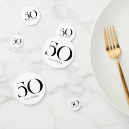 50e verjaardag zwarte en witte Confetti