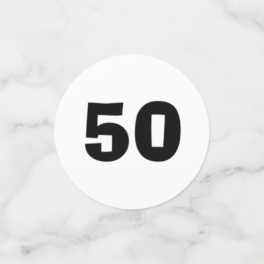 50e verjaardag zwarte en witte Confetti (Kleine voorkant)