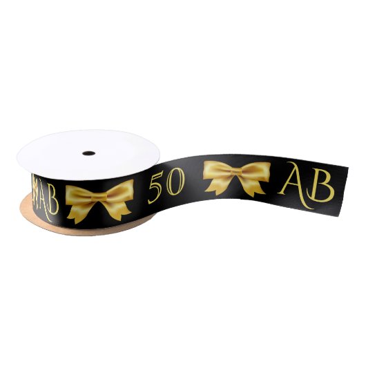 50e verjaardag zwarte gouden bogen monogram initia lint (Spoel)