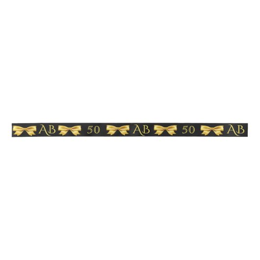 50e verjaardag zwarte gouden bogen monogram initia lint (Voorkant)