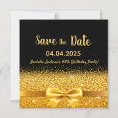 50e verjaardag zwarte gouden boog bespaart datum magnetische uitnodiging (Voorkant)