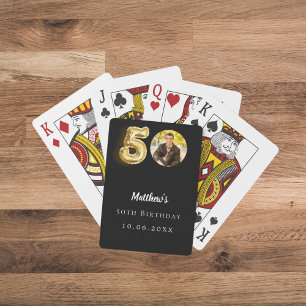 50e verjaardag zwarte gouden foto pokerkaarten