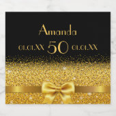 50e verjaardag zwarte gouden naam chic sparkling wijnetiket (Enkel label)