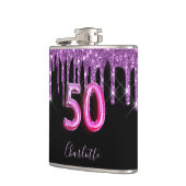 50e verjaardag zwarte paarse glitter scriptvriende heupfles (Links)
