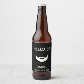 50e verjaardag zwarte witte baard mannen jongens p bier etiket (Voorkant)