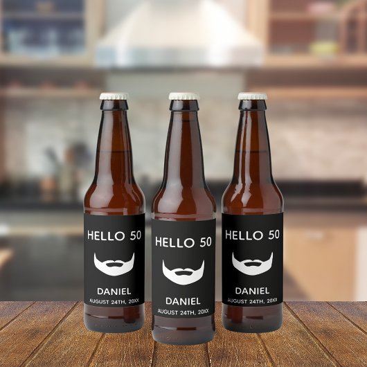 50e verjaardag zwarte witte baard mannen jongens p bier etiket