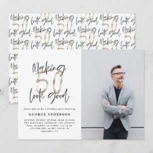 50e verjaardag zwarte zilveren elegante moderne un