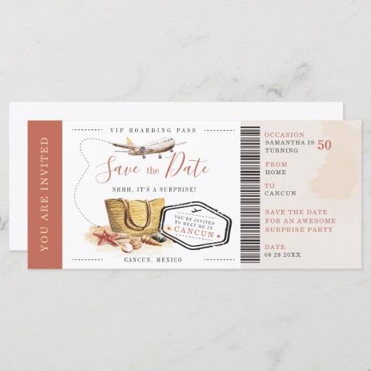 50e verjaardags verrassingsbestemming feest (Voorkant / Achterkant)